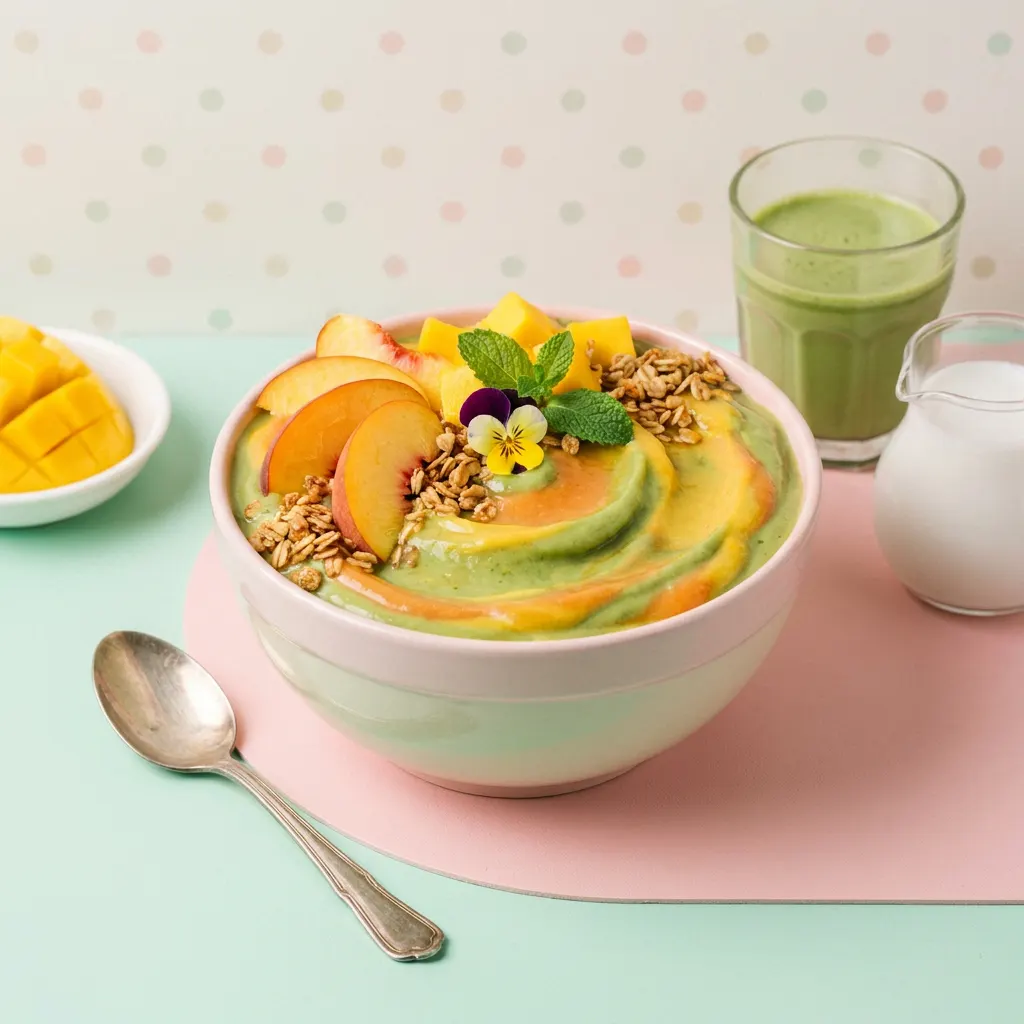 Peach Mango Matcha Smoothie Bowl